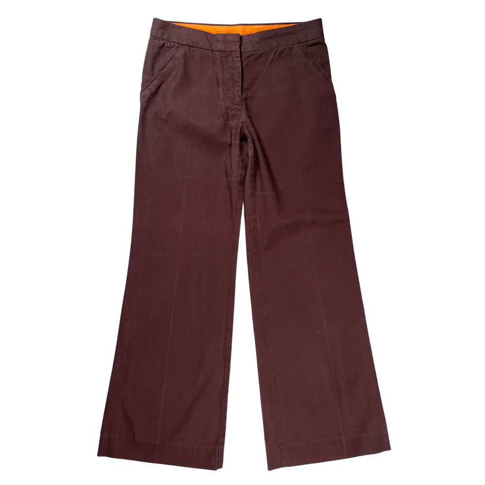 Tory‎ Burch Wide Leg Pants Women 2 Brown Flare Cotton Blend Office Work Academia